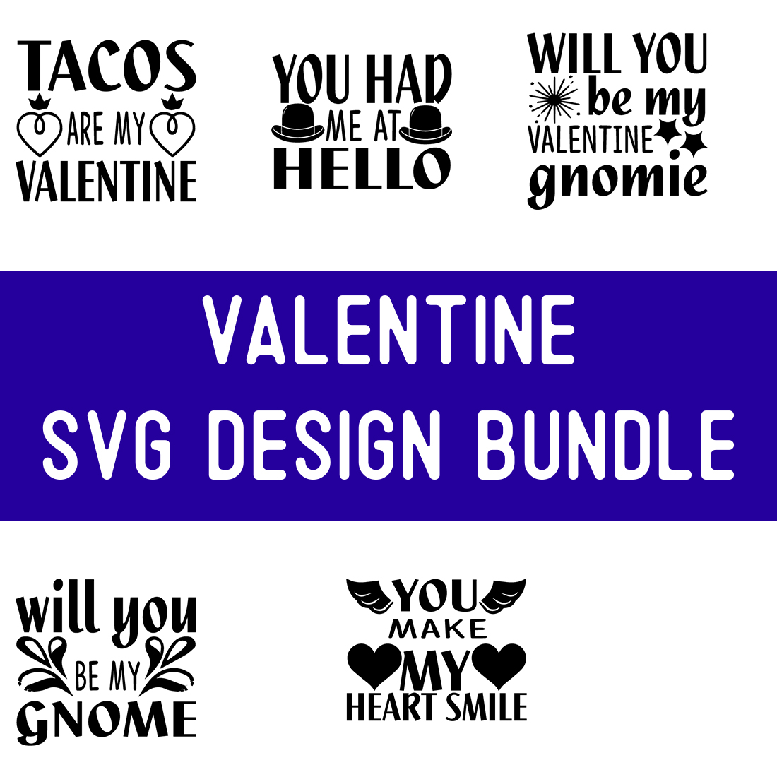 Valentine SVG Design Bundle preview image.