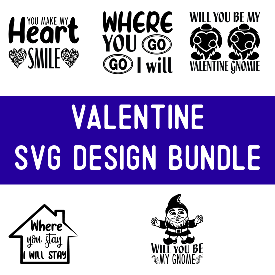 Valentine SVG Design Bundle preview image.