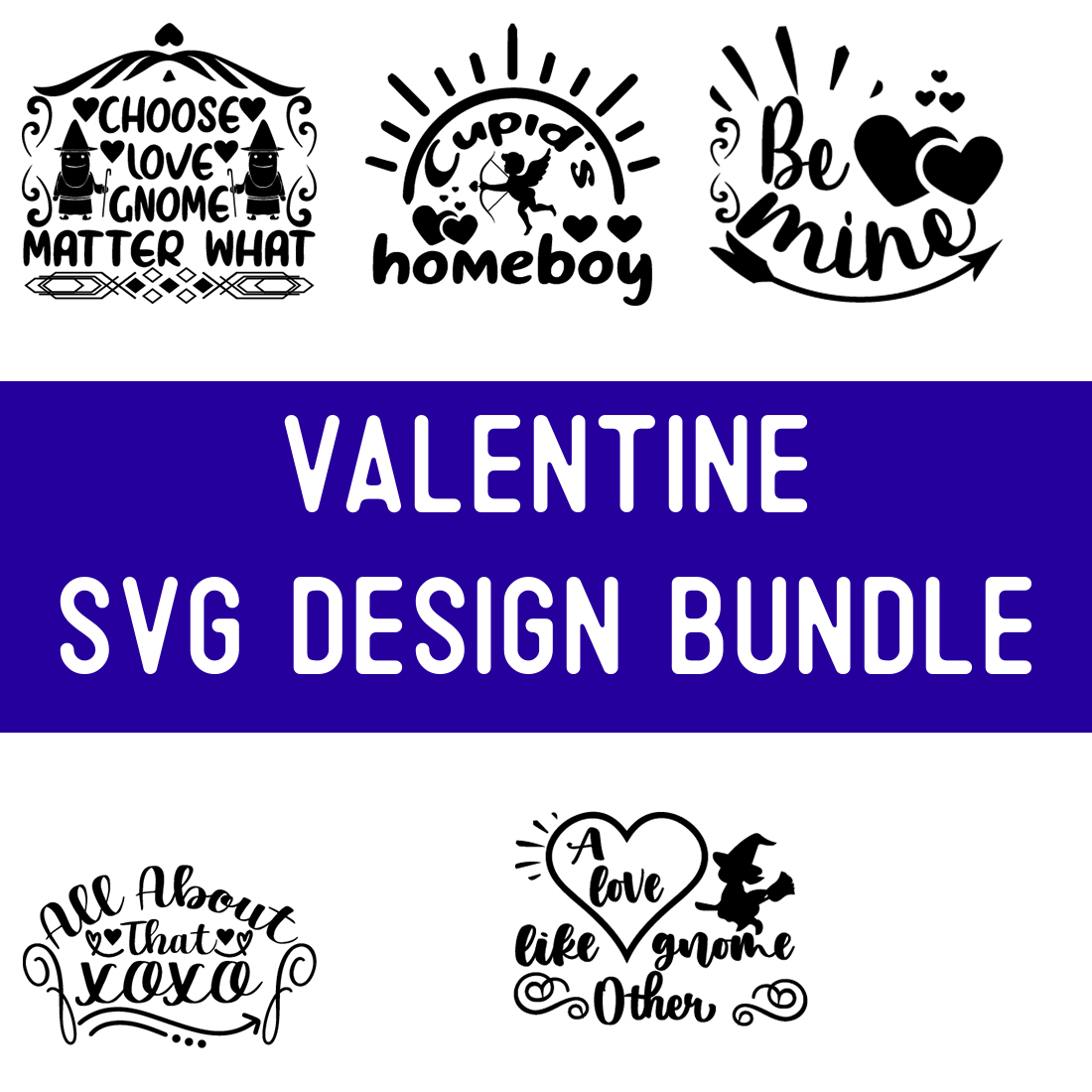 Valentine SVG Design Bundle preview image.