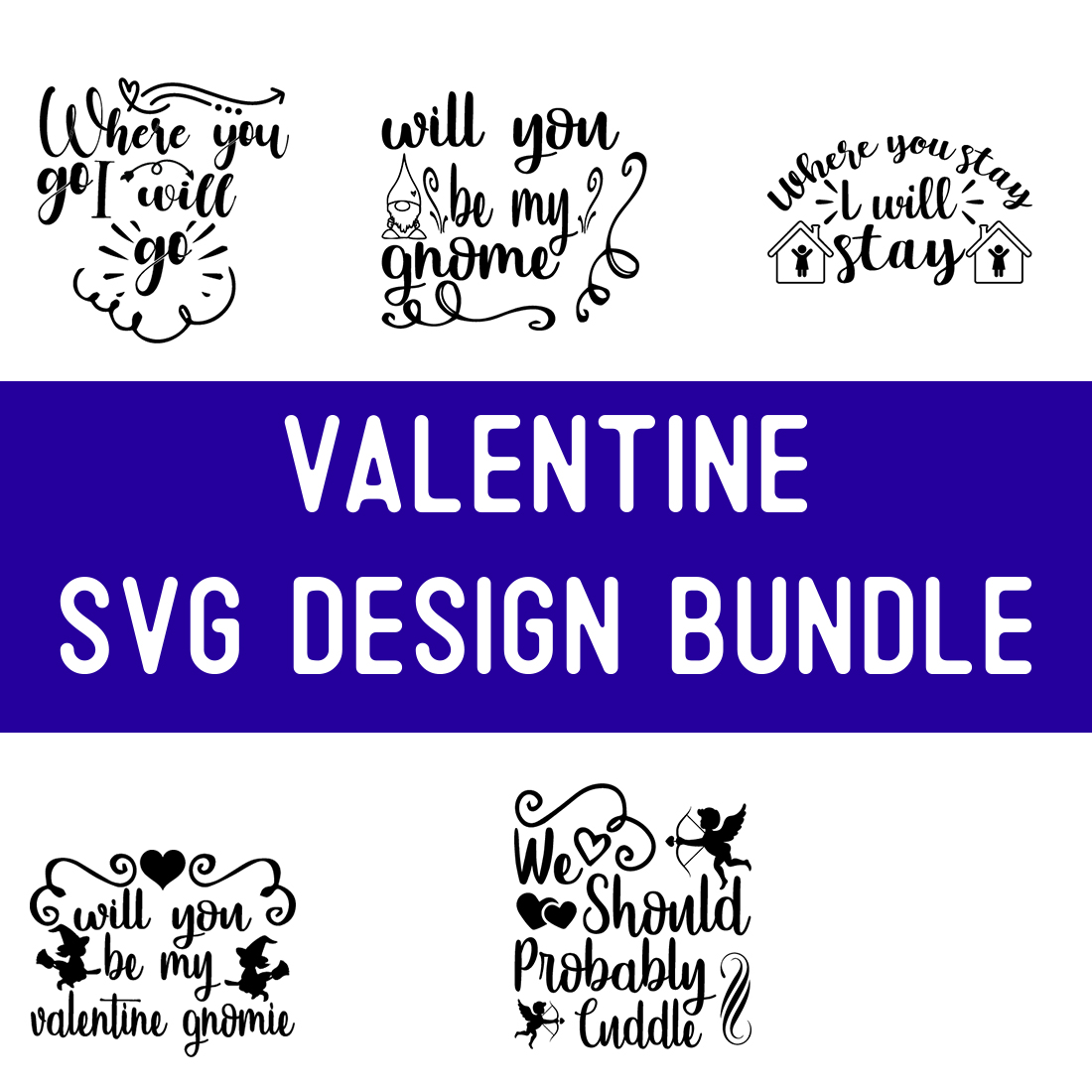 Valentine SVG Design Bundle preview image.