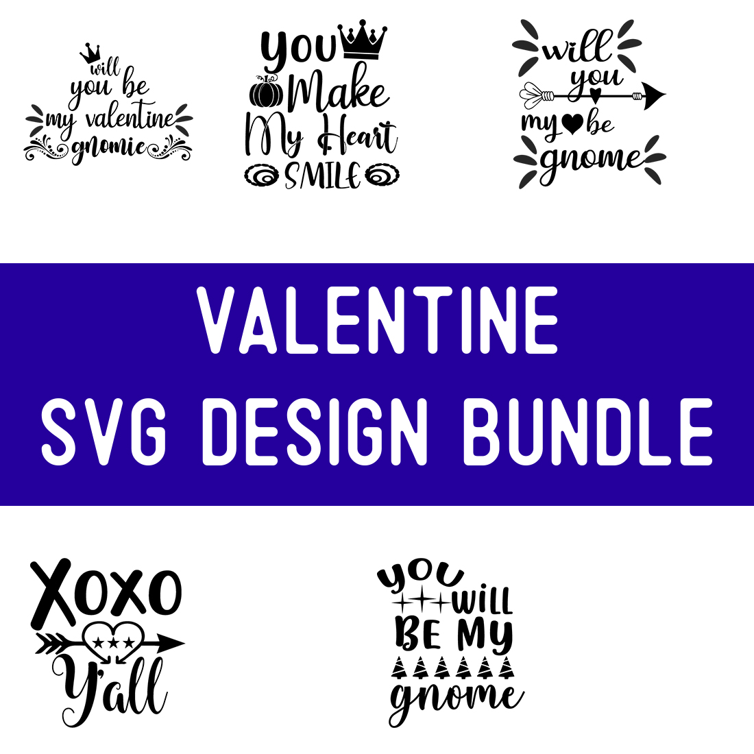 Valentine SVG Design Bundle preview image.