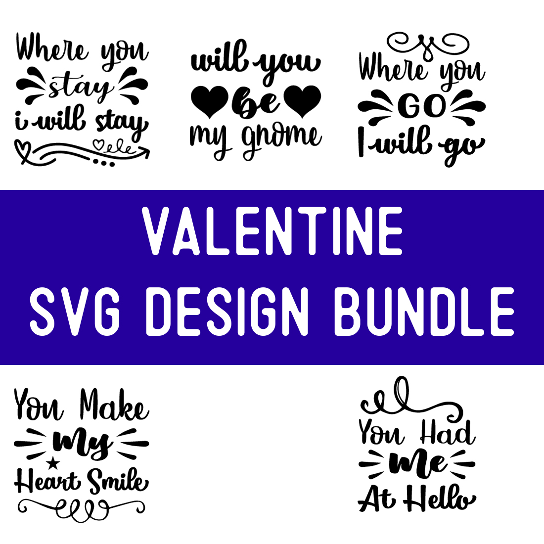 Valentine SVG Design Bundle preview image.