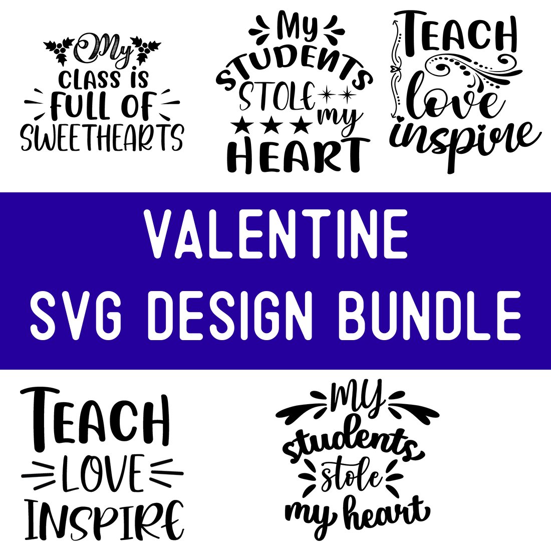 Valentine SVG Design Bundle preview image.