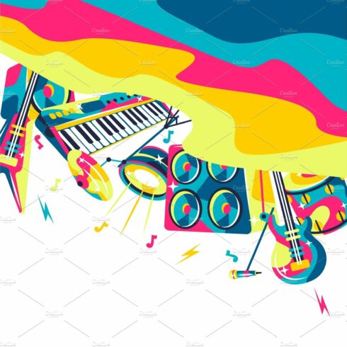 Background with musical instruments. cover image.