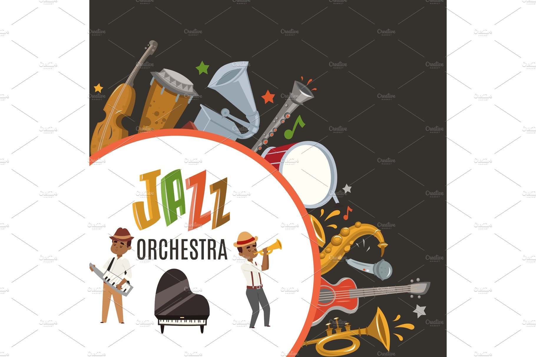 Jazz orchestra or jazzband with cover image.