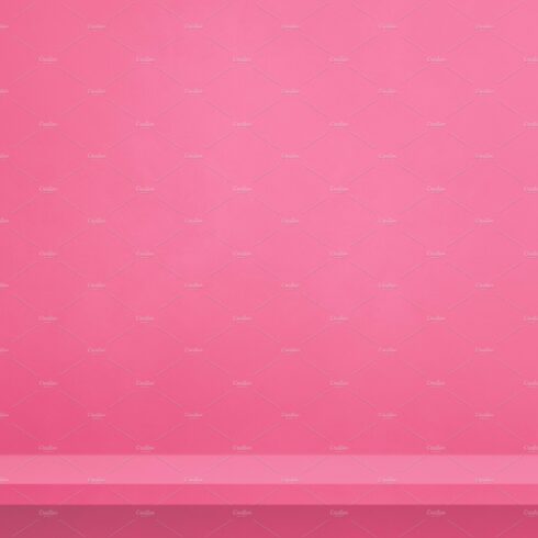 Empty shelf on a pink wall. Background template. Vertical backdr cover image.