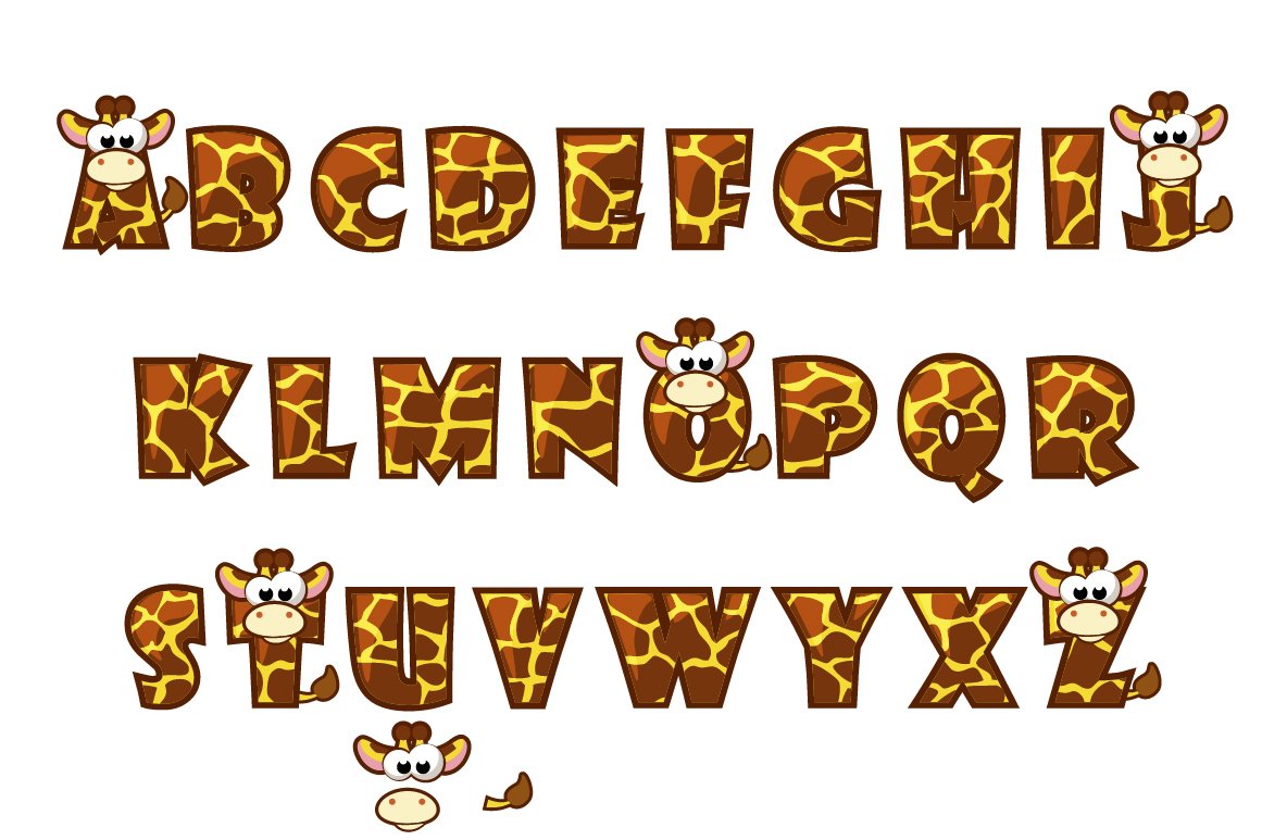 vector cartoon lettering giraffe font 846