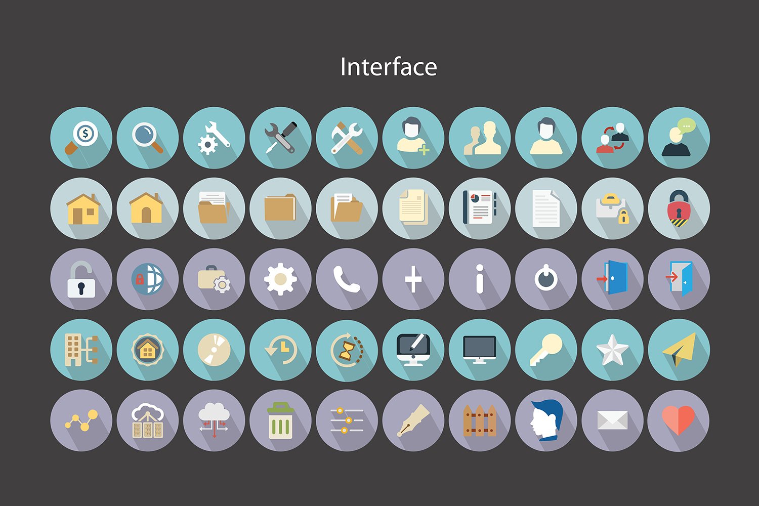 Flat Icons Interface Set preview image.