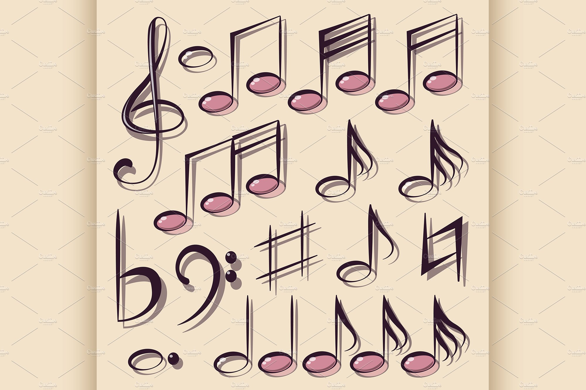 Vector musical notes cover image.