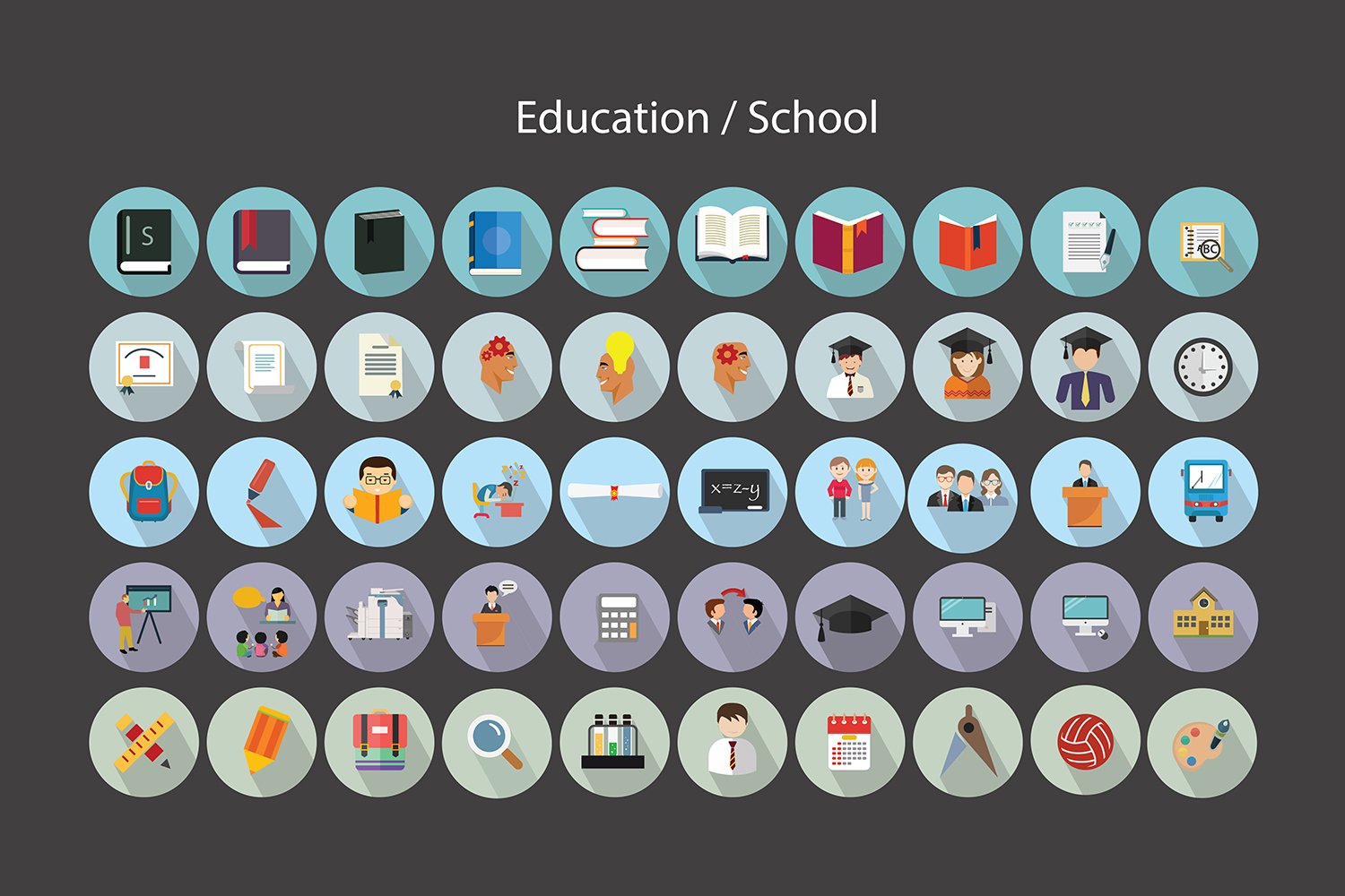 Flat Icons School-Education Set preview image.