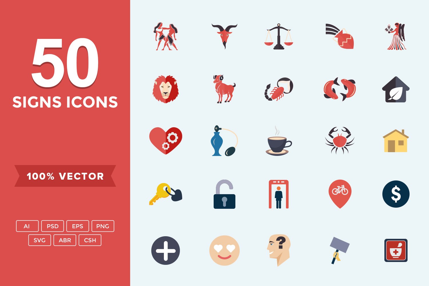 Flat Icons Signs Set cover image.
