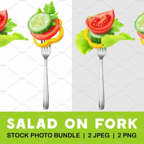 Pieces of vegetables on a fork cover image.
