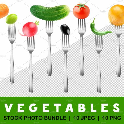 Fresh vegetables on forks cover image.