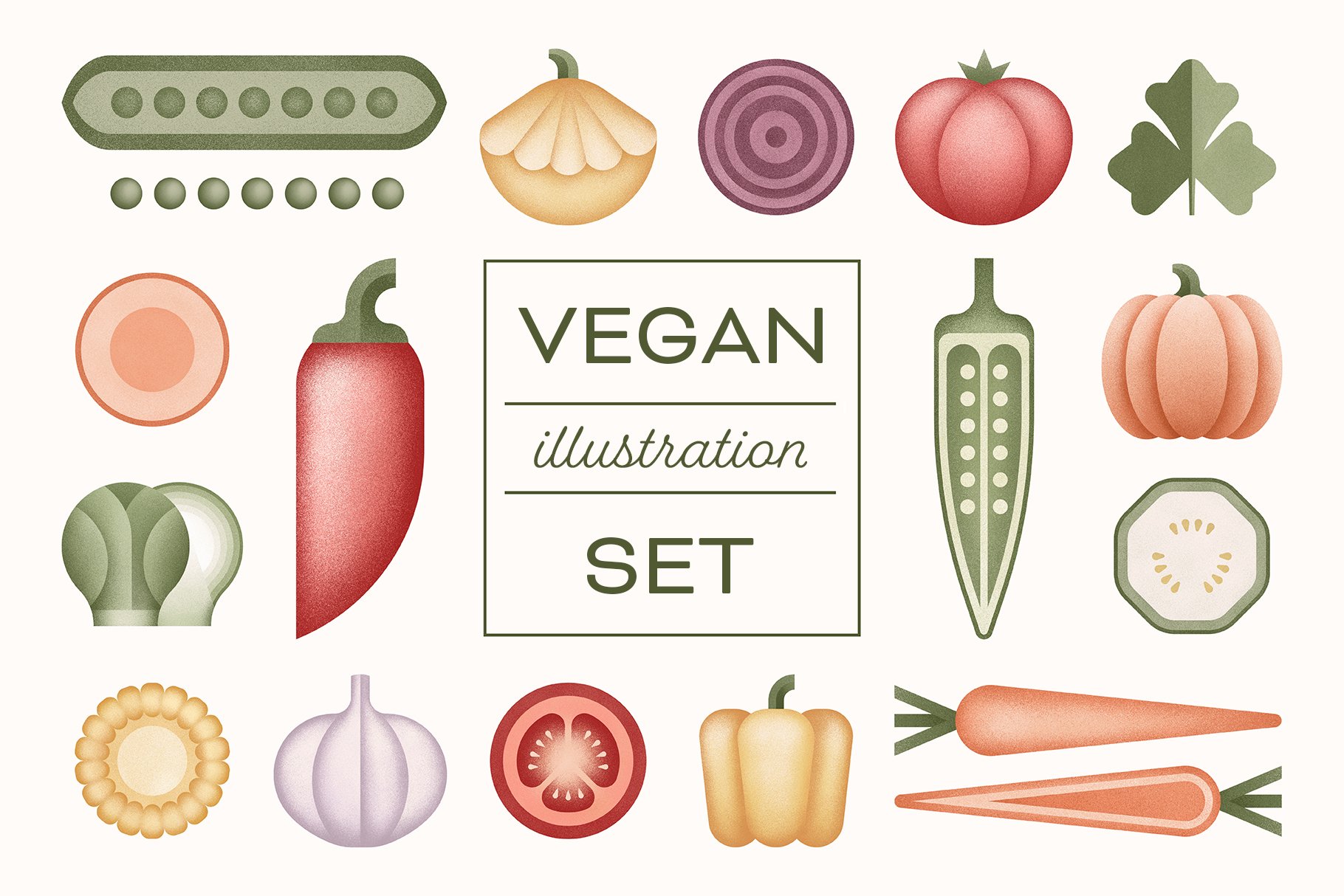 Vegan Illustration Set cover image.