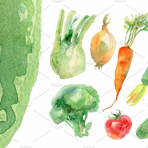 Watercolor vegetables set cover image.
