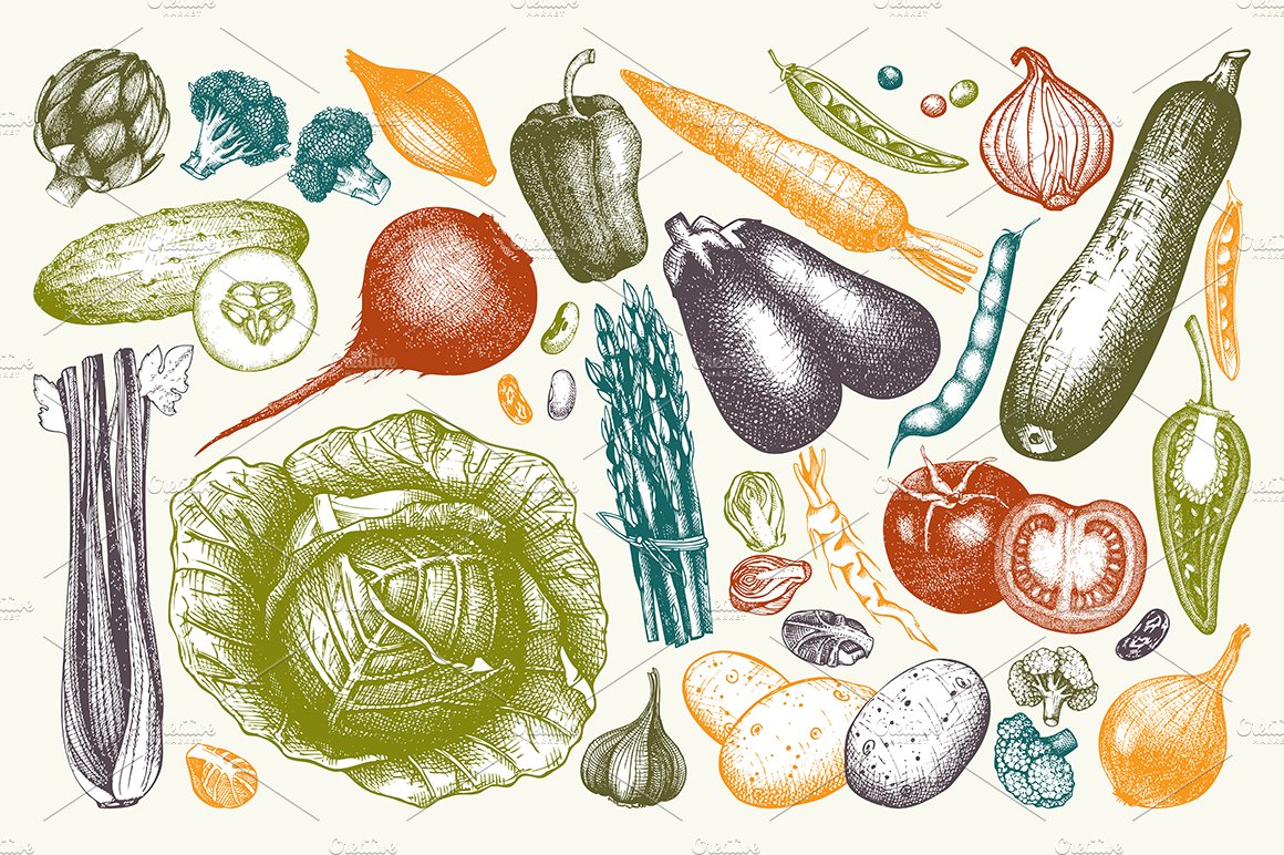 Hand Drawn Vegetables Collection preview image.