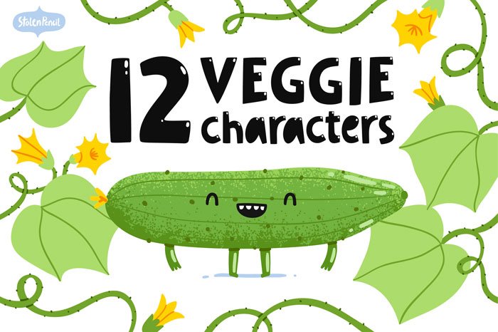 Veggie characters set cover image.
