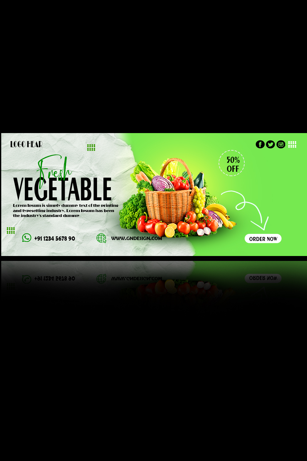 VEGETABLE Banner Template just 10$ only pinterest preview image.