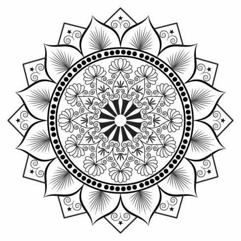 Very Simple Floral Mandala Design SVG, Ai, EPS, PDF, JPG, PNG File cover image.