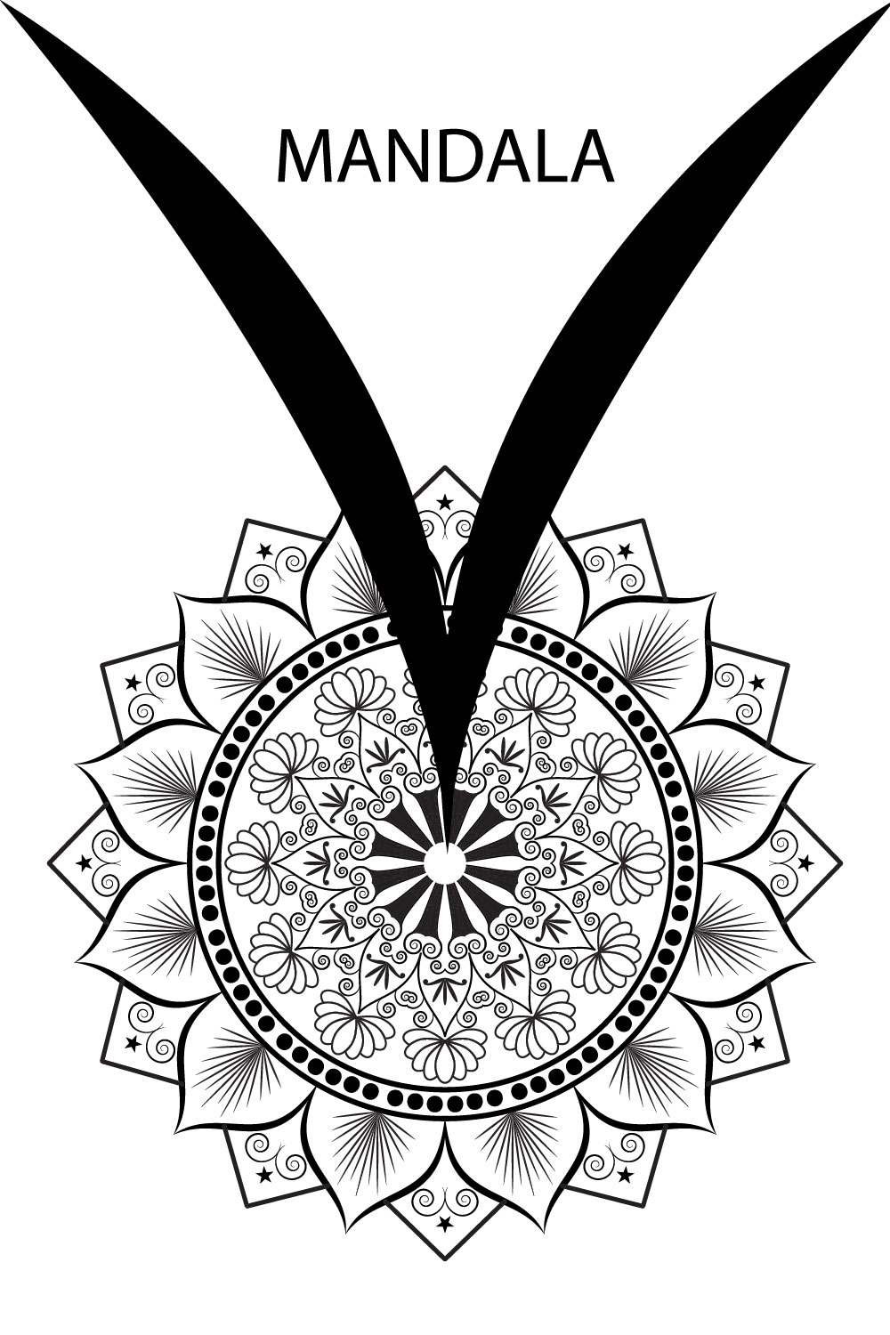 Very Simple Floral Mandala Design SVG, Ai, EPS, PDF, JPG, PNG File pinterest preview image.