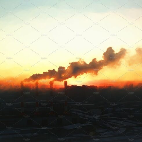 Industrial chimneys during sunset il cover image.