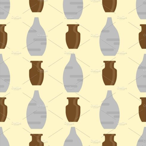 Seamless pattern with antique vases background decorative pot design classi... cover image.