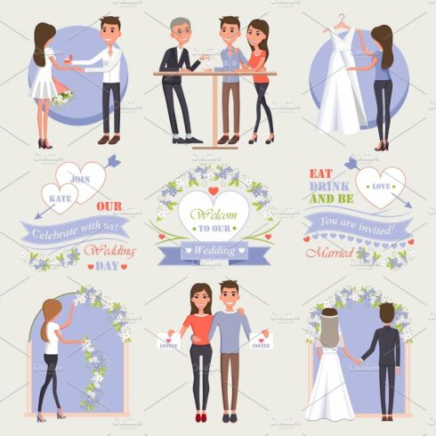 Welcome to Our Wedding Isolated Illustrations Set cover image.