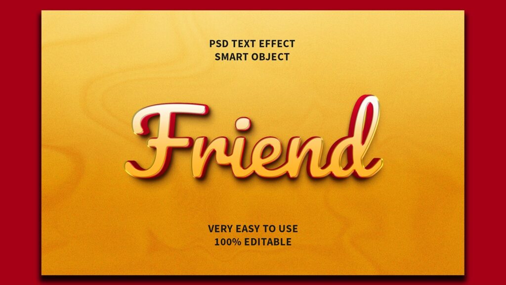 Friend Editable 3D Text Effect PSD - MasterBundles