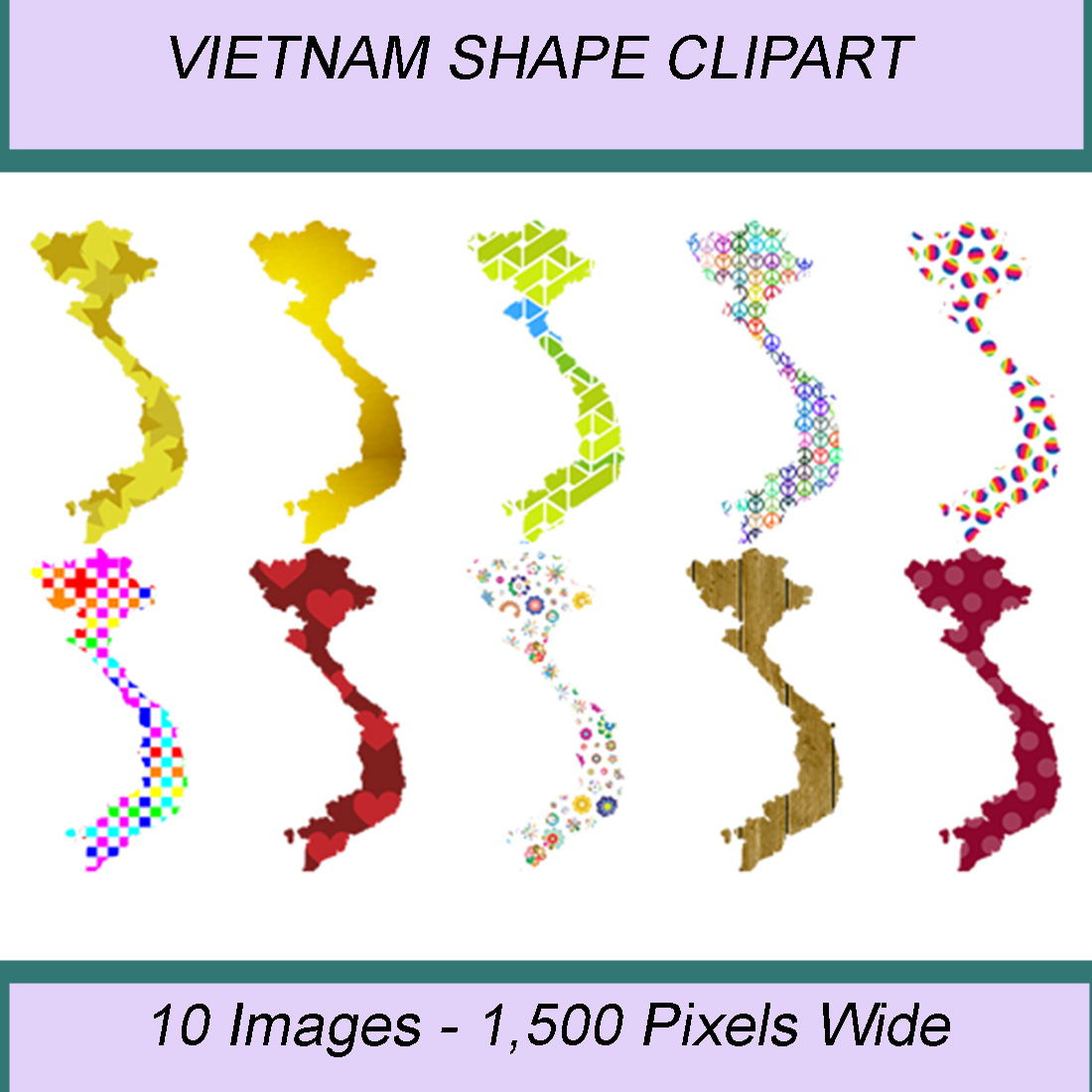 VIETNAM SHAPE CLIPART ICONS cover image.