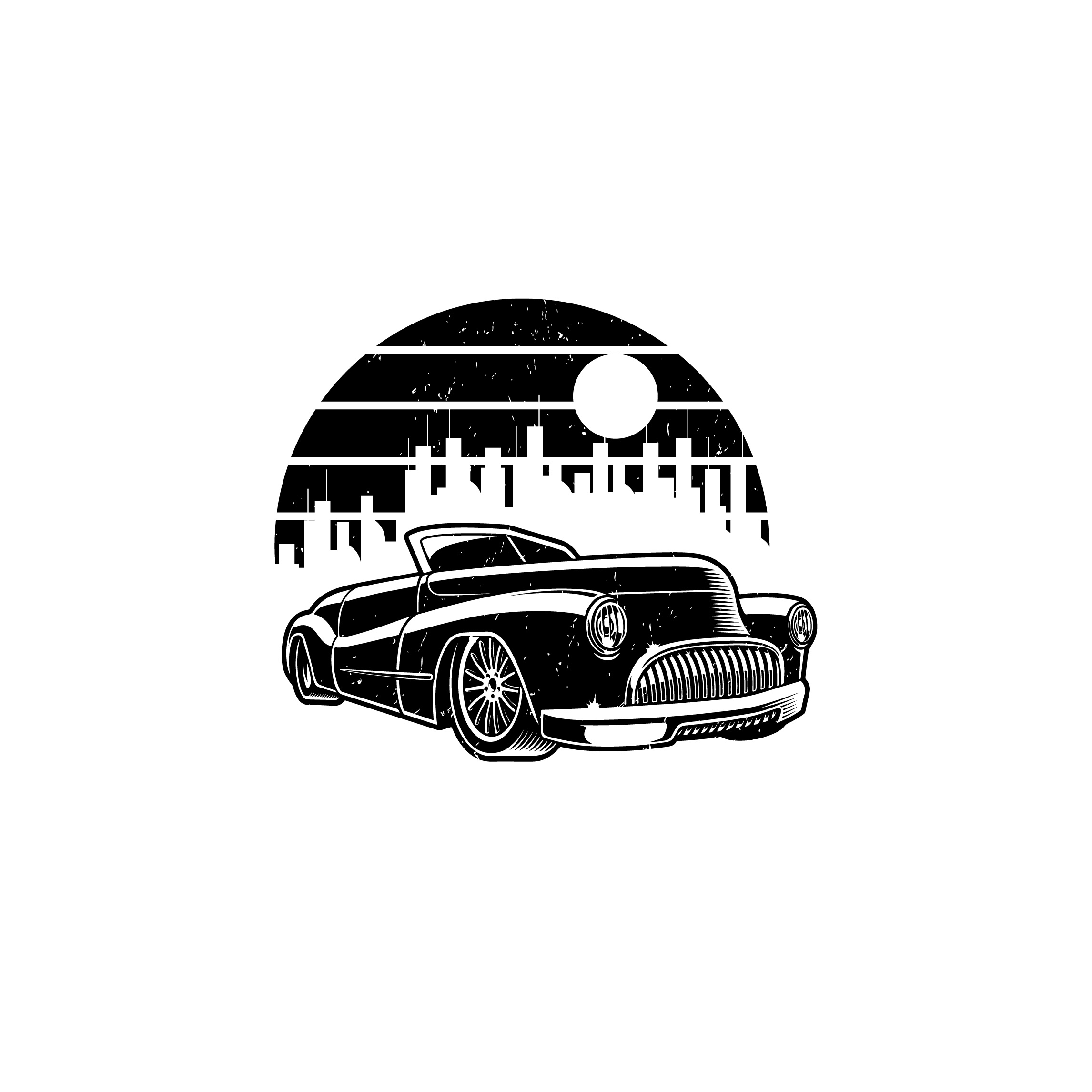 vintage car city typography and vector design preview image.