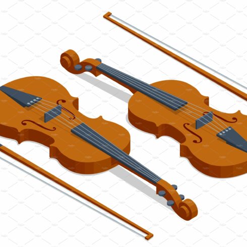 Isometric violin with fiddlestick cover image.