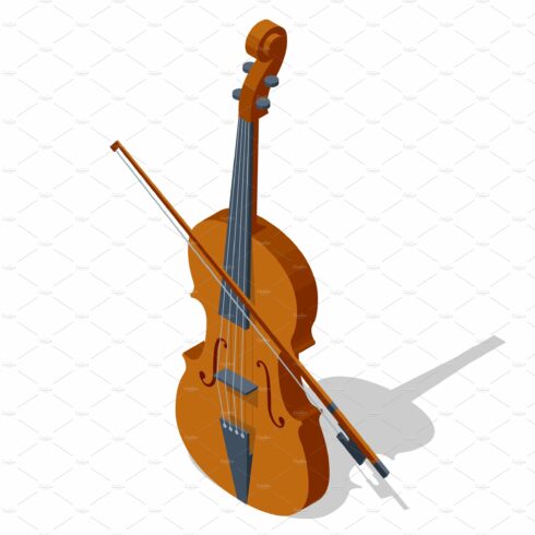 Isometric violin with fiddlestick cover image.
