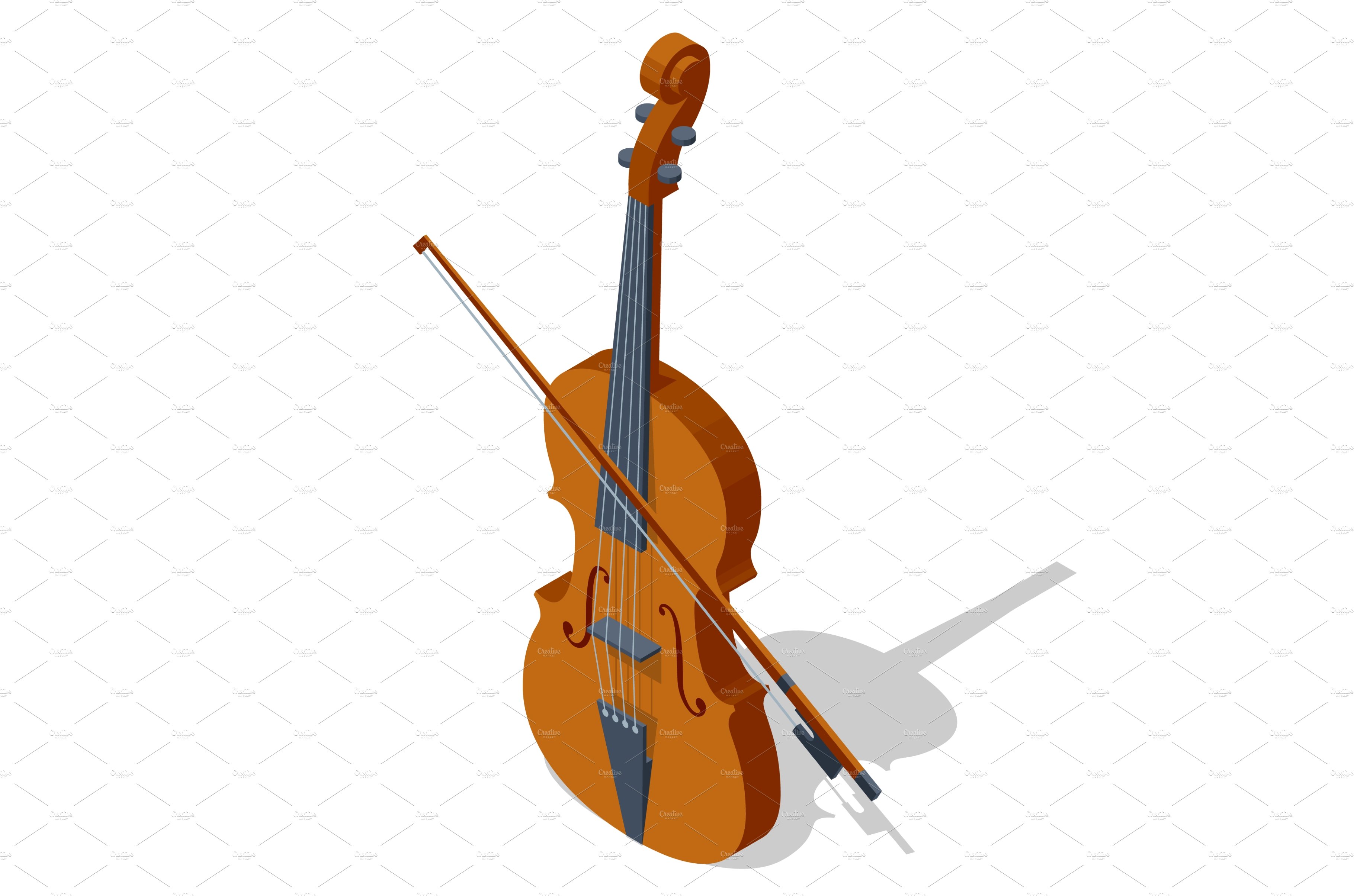 Isometric violin with fiddlestick cover image.