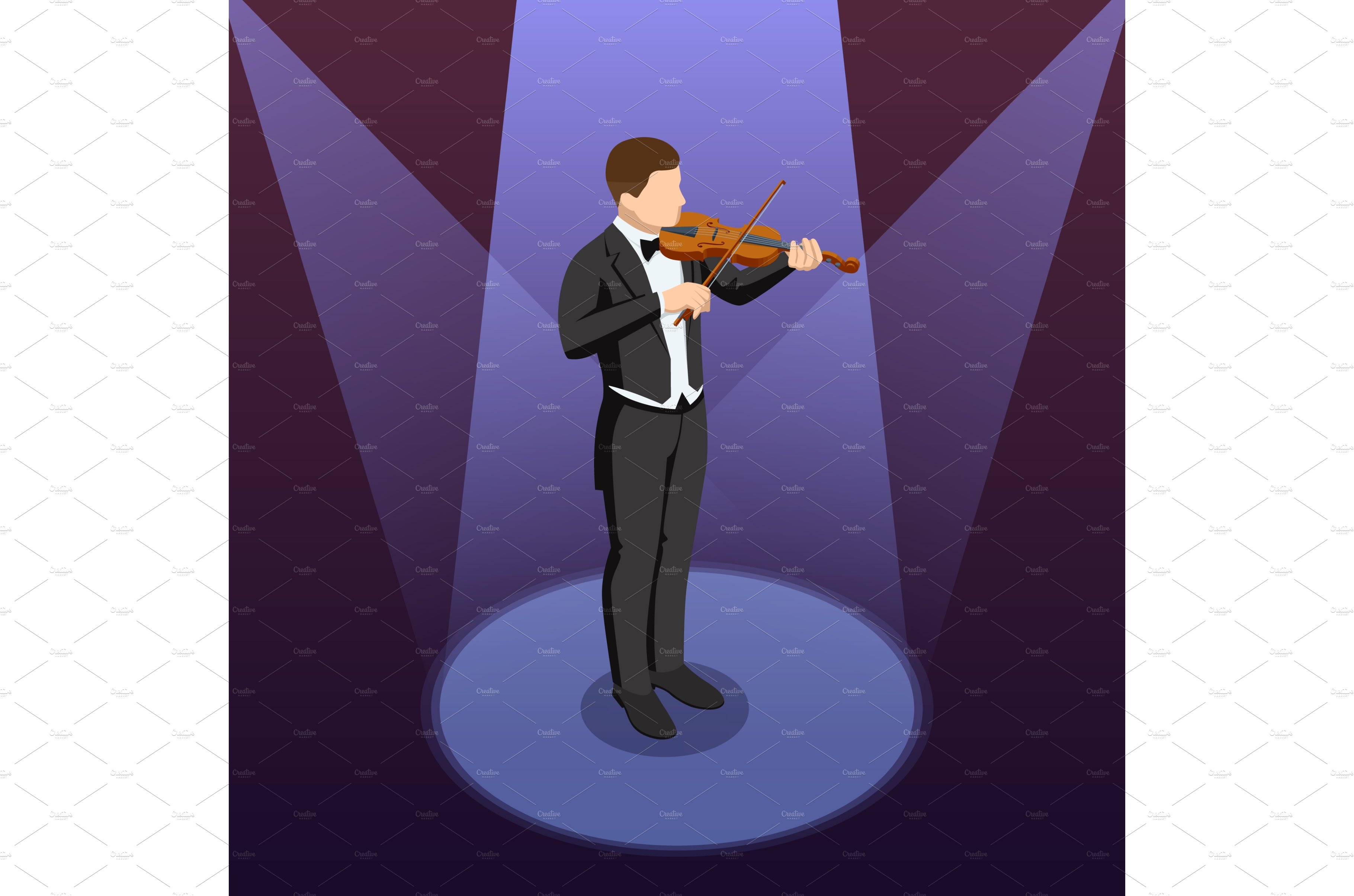 Isometric violinist. Man playing the cover image.