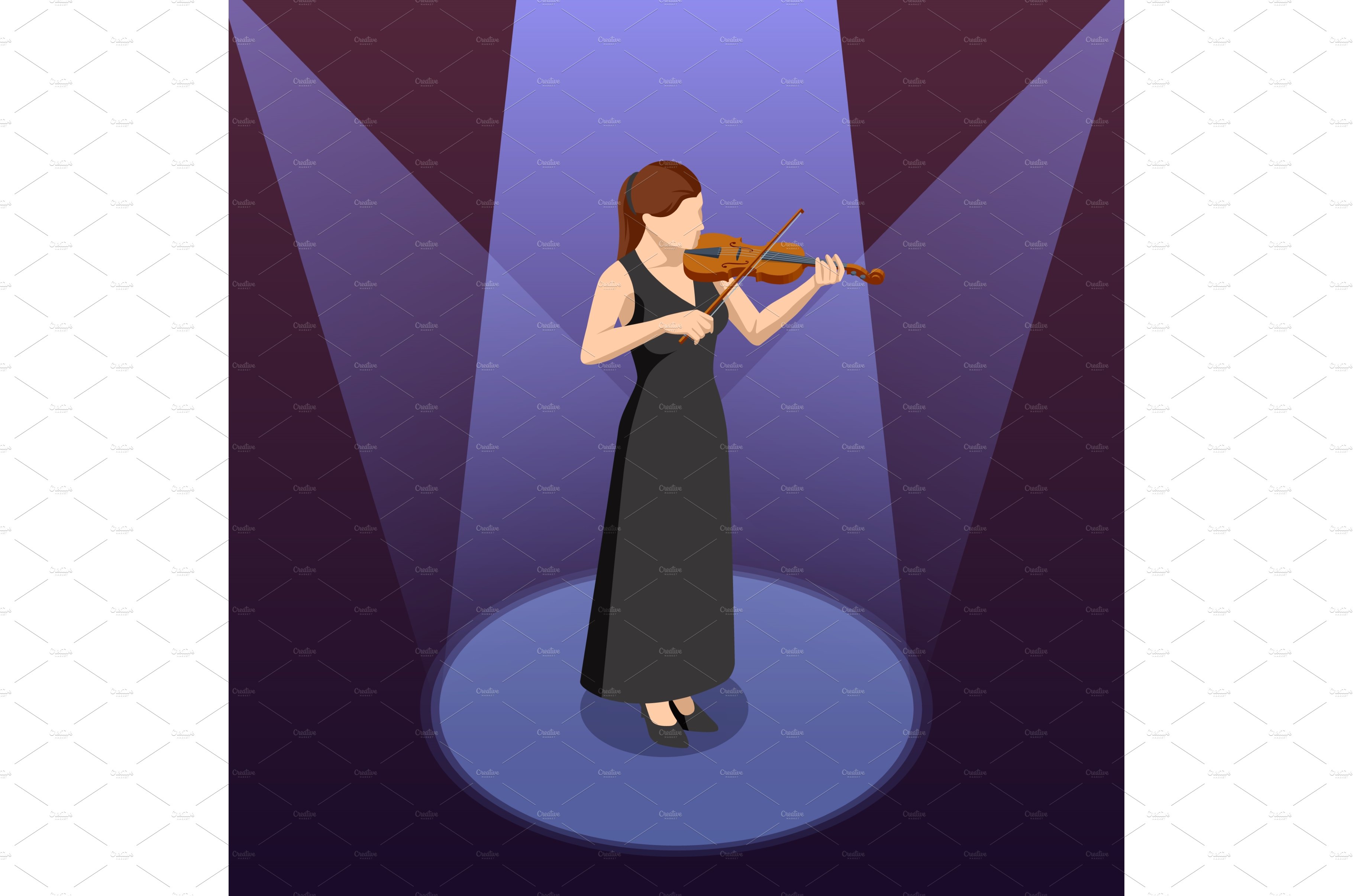 Isometric violinist. Woman playing cover image.