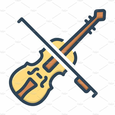Violin fiddle color icon cover image.