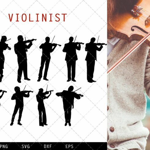Violinist Silhouette Vector svg file cover image.