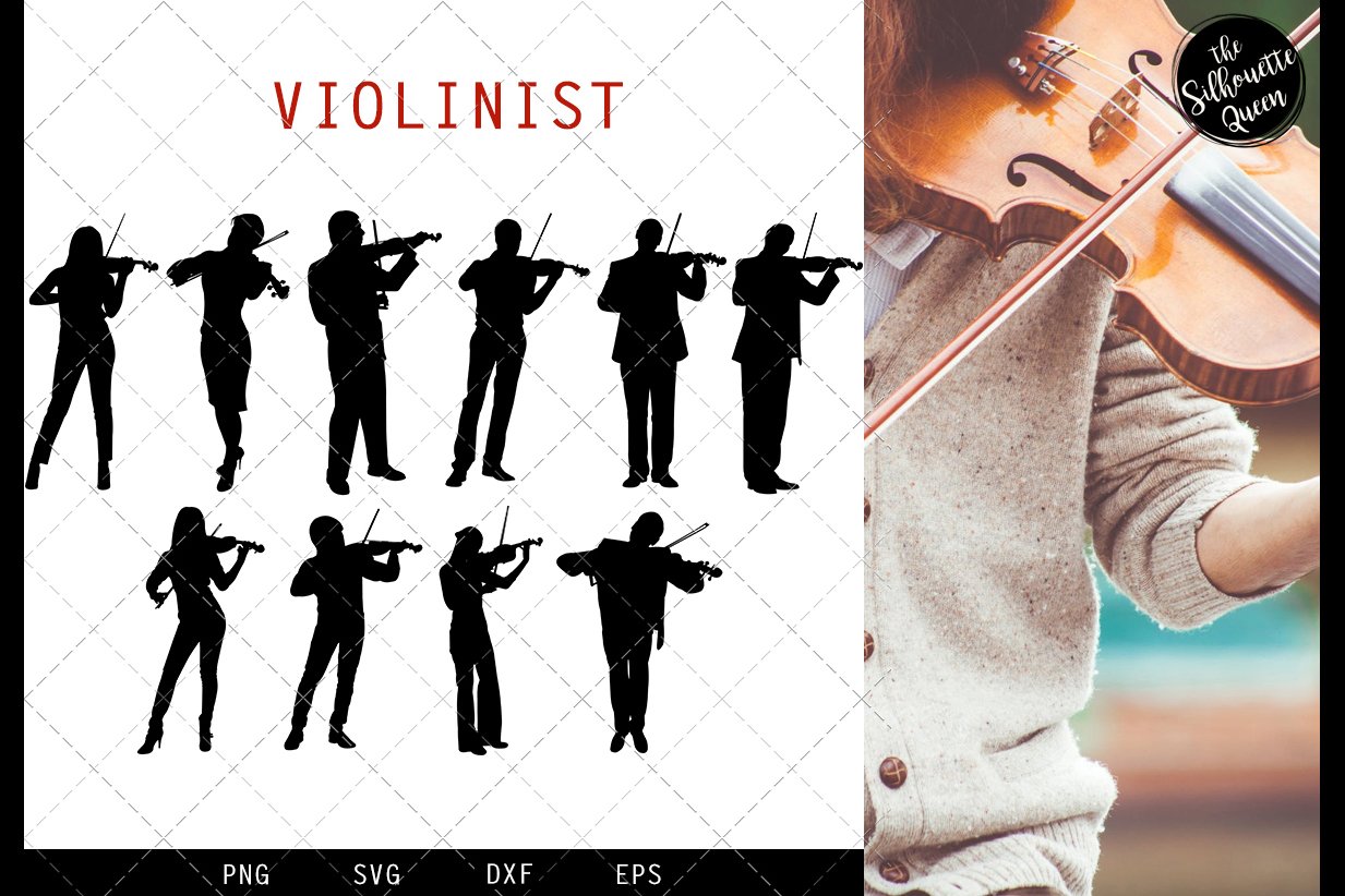 Violinist Silhouette Vector svg file cover image.