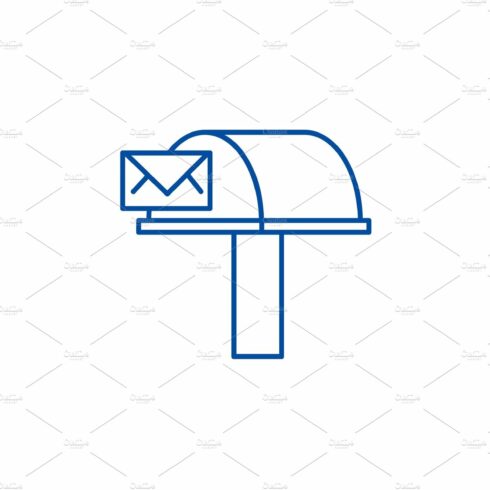 Postbox,email delivery line icon cover image.