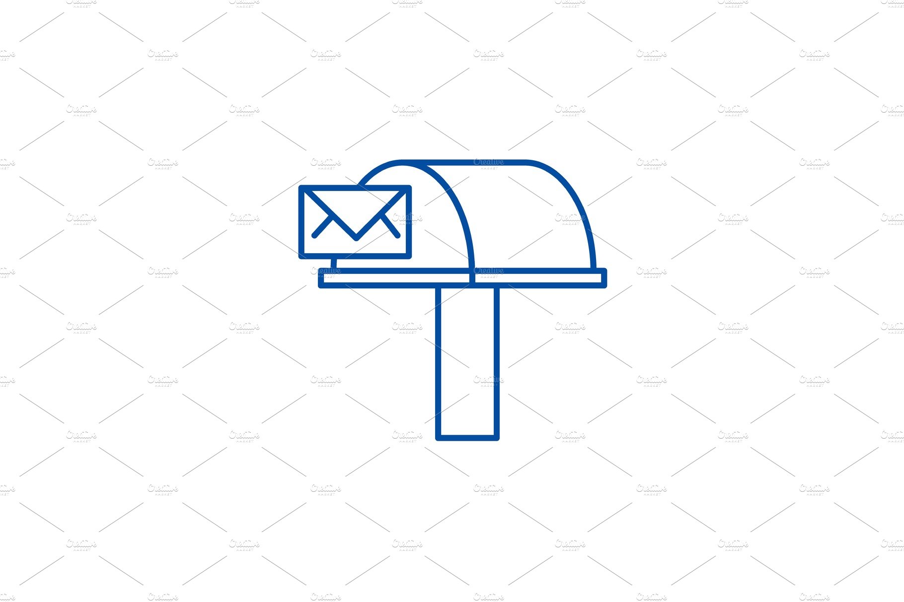 Postbox,email delivery line icon cover image.