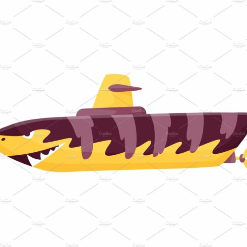 Submarine undersea. Shark design cover image.