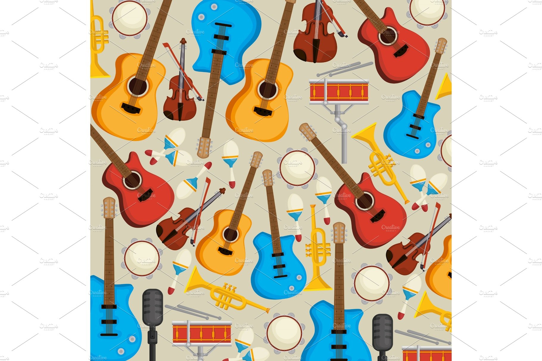 set musical instruments icons cover image.