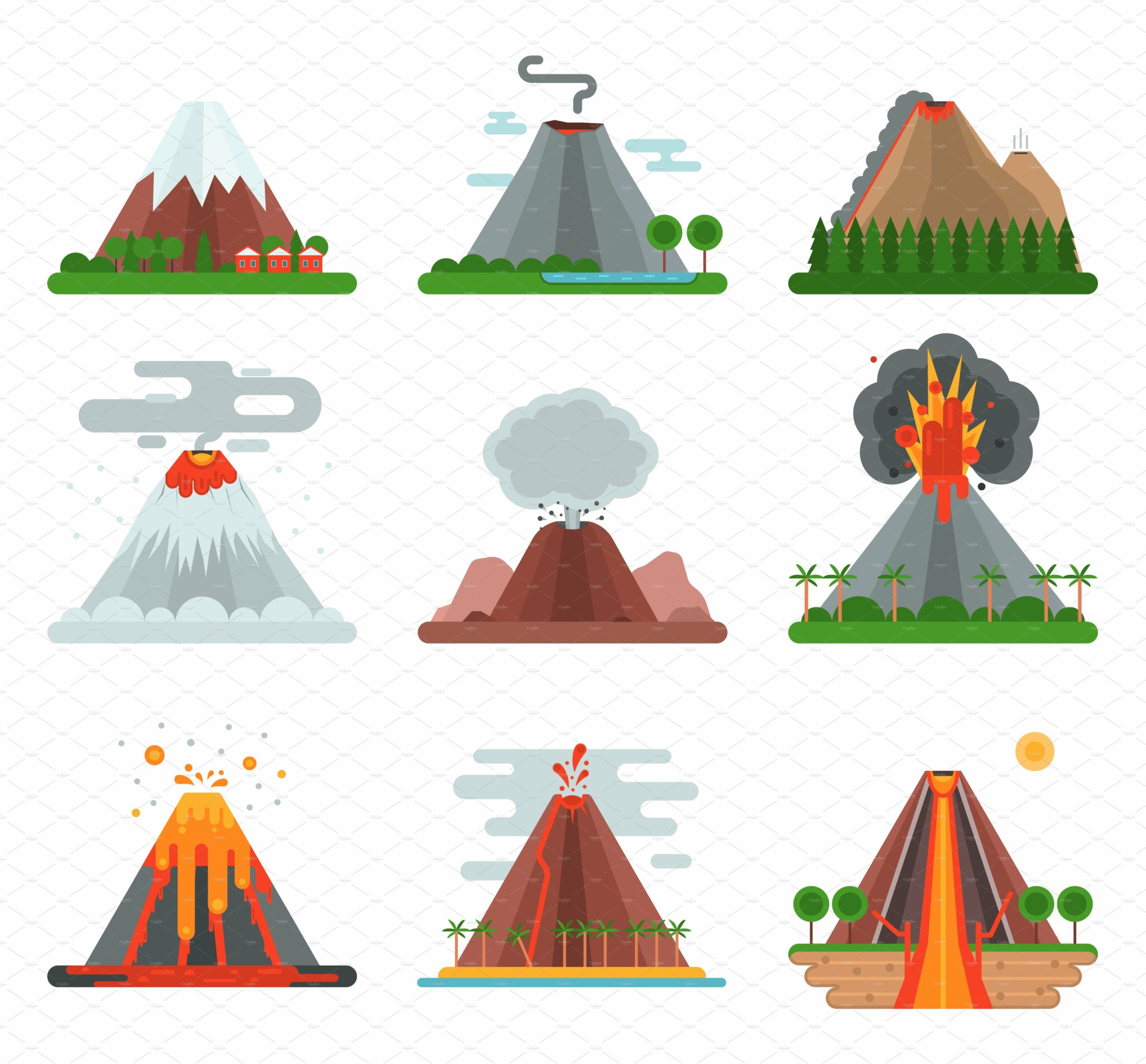 Volcano vector nature blowing up – MasterBundles