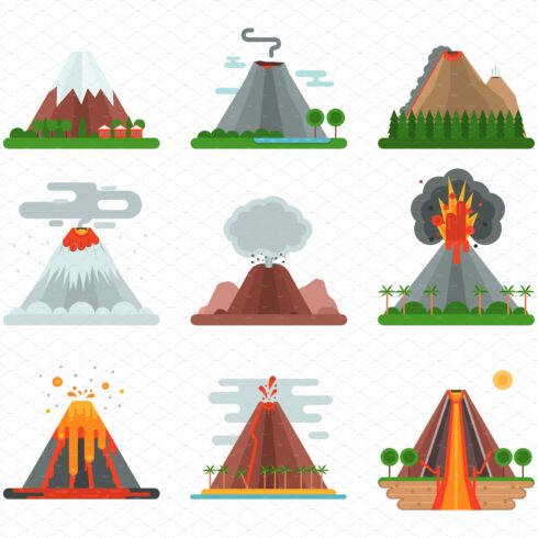 Volcano vector nature blowing up cover image.