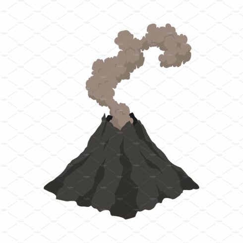 Volcano icon. Magma nature blowing cover image.