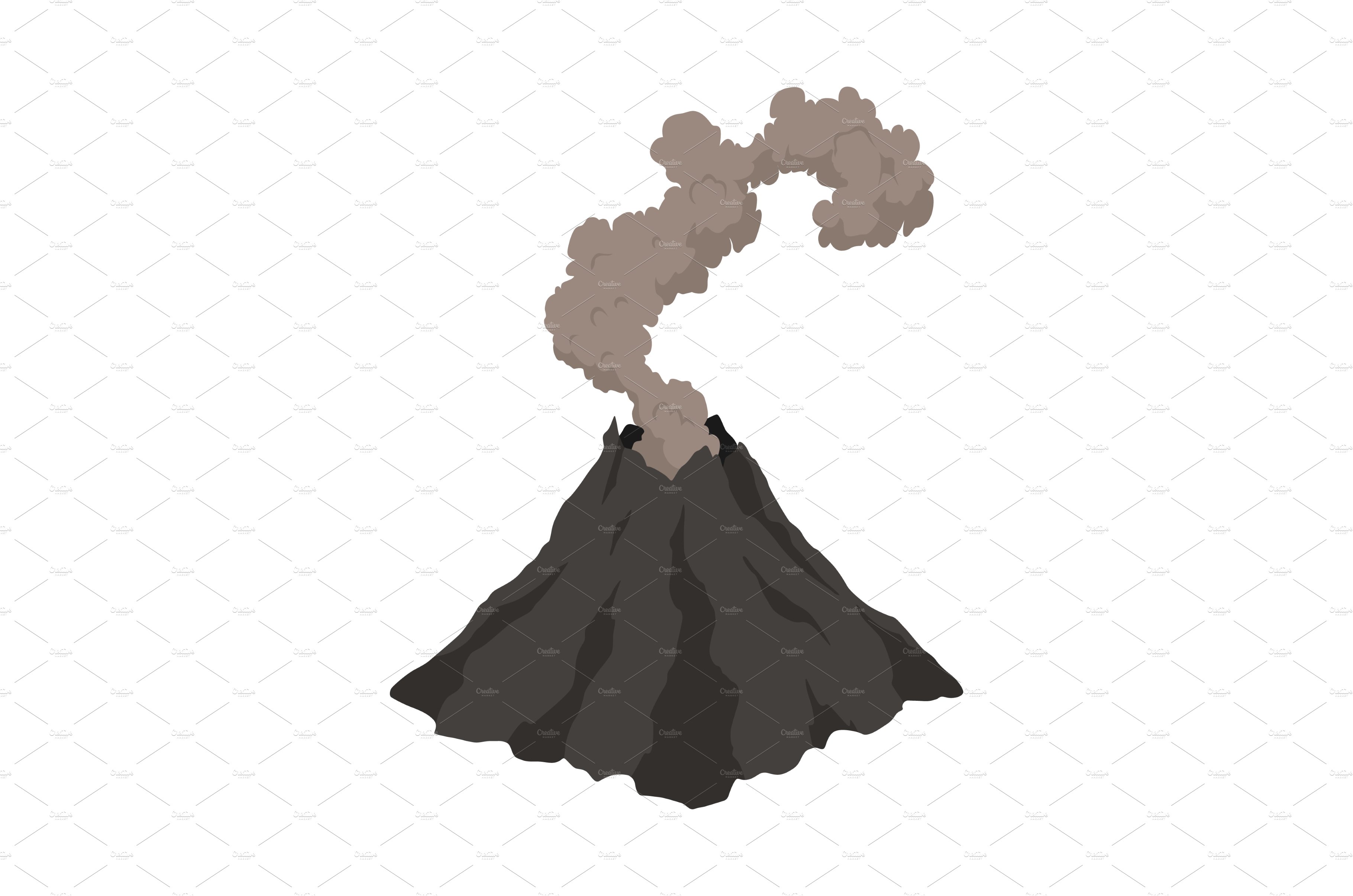 Volcano icon. Magma nature blowing cover image.