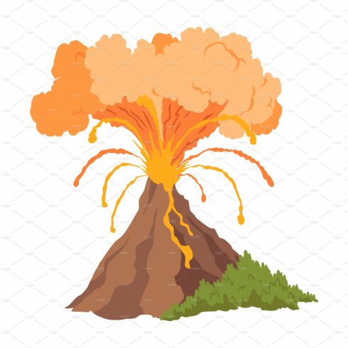 Volcano icon. Magma nature blowing cover image.
