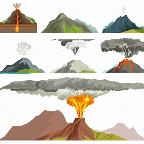 Volcano magma nature vector cover image.