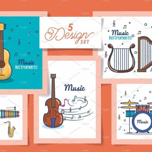 five designs of instruments music cover image.