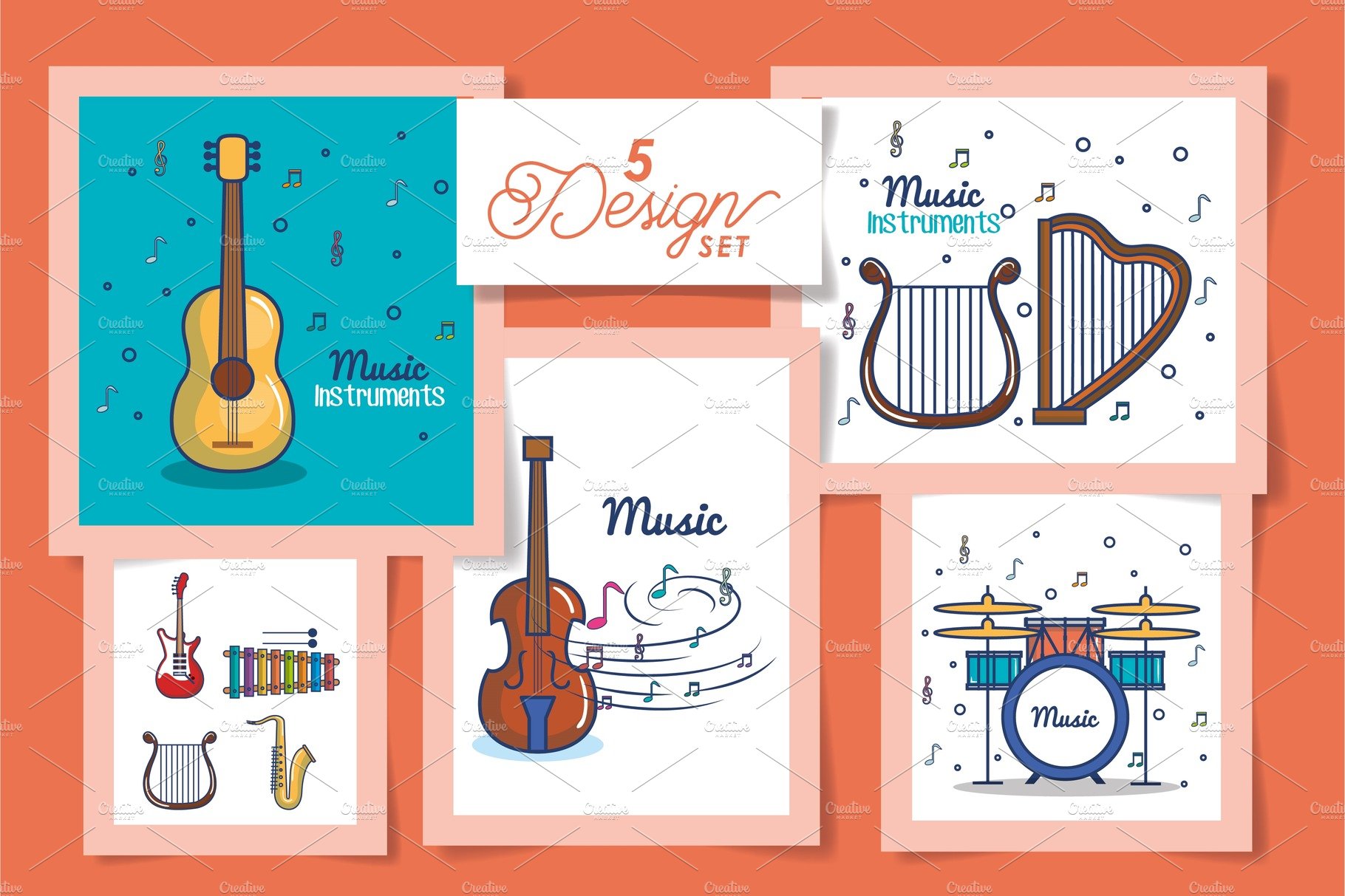 five designs of instruments music cover image.